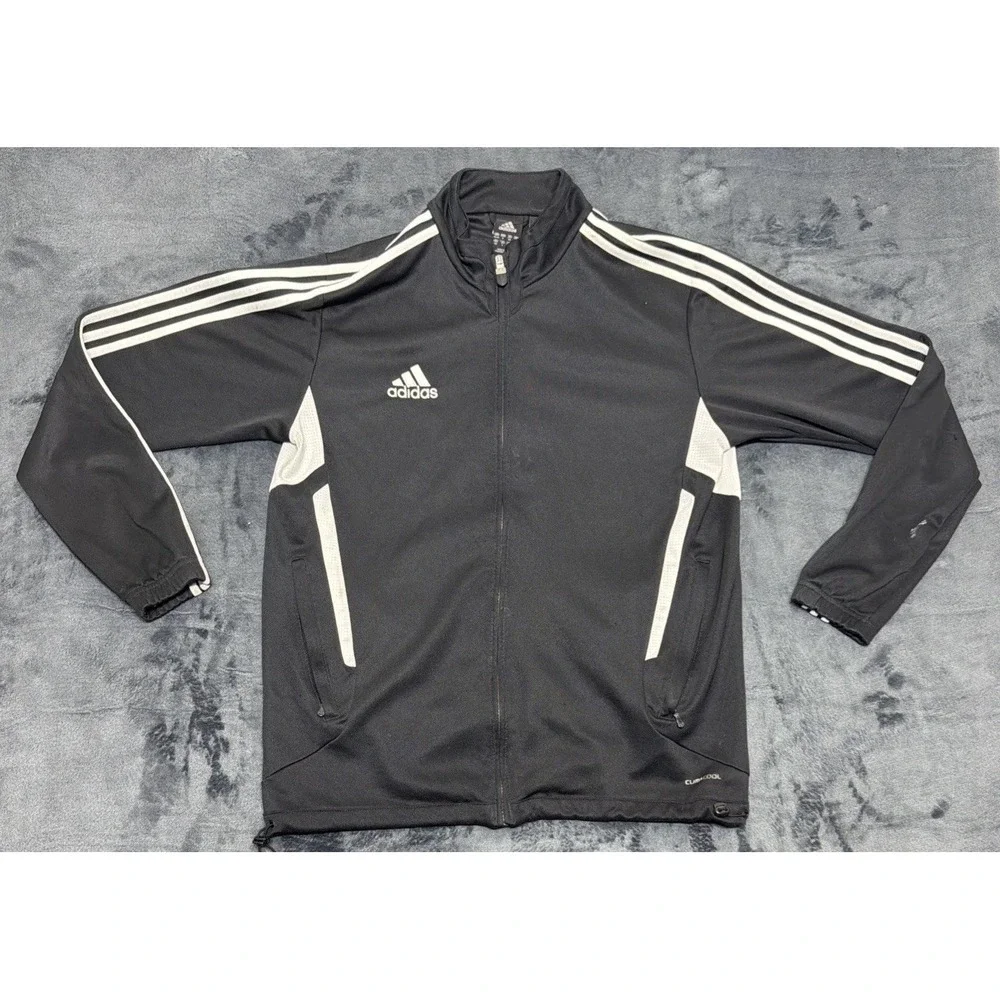 Adidas Climacool Track Jacket, Black/White 3 Stripe Full Zip Sz. Medium